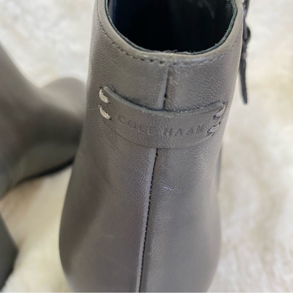 NEW Cole Haan Grand Ambition Holland gray leather block heel booties 10.5 - Picture 7 of 13